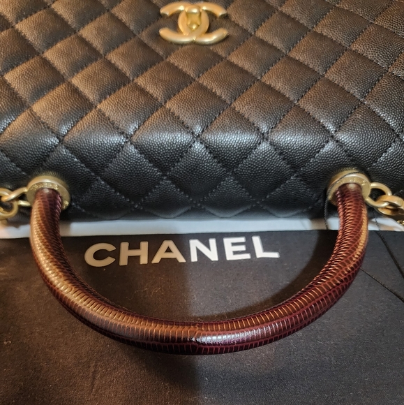 Chanel Black Caviar Lizard Coco Handle Small Flap Bag - Picture 10 of 14